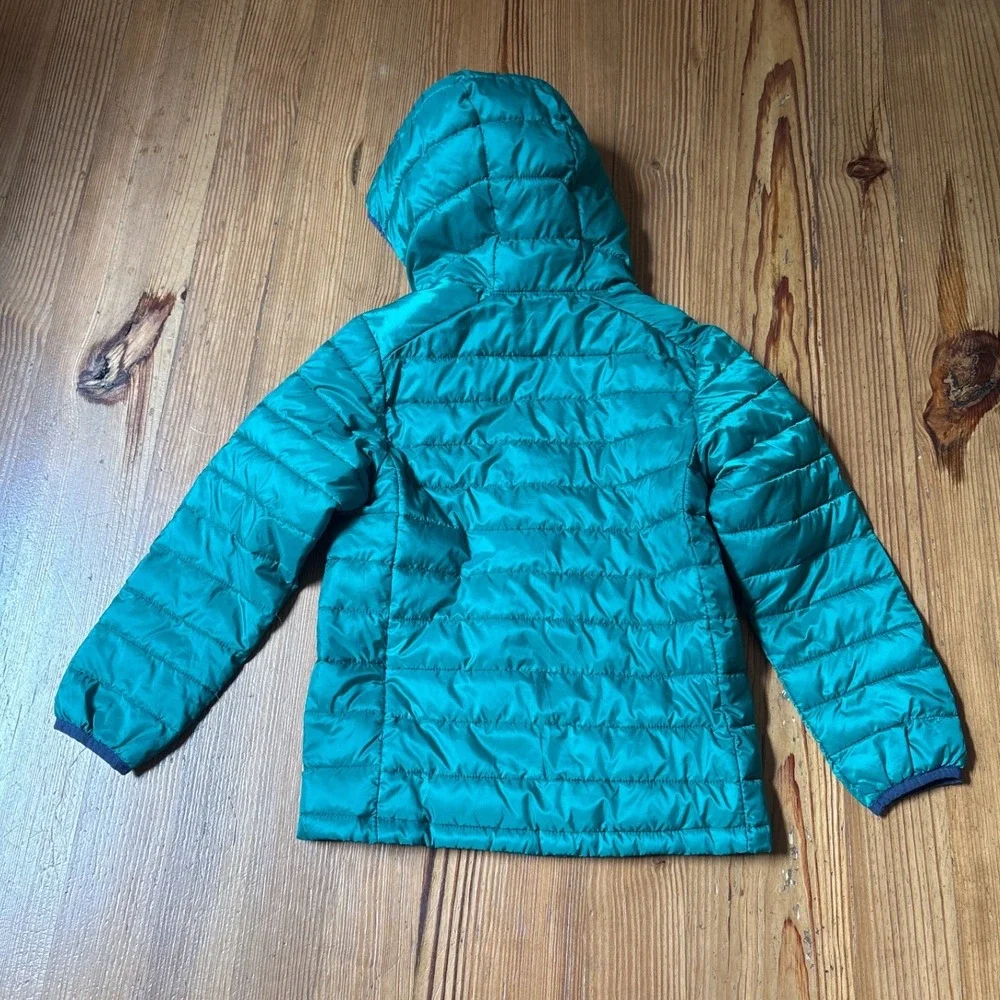 Amazon Essentials Puffer Jacket Boys Teal Blue Quilted Hooded SIZE S